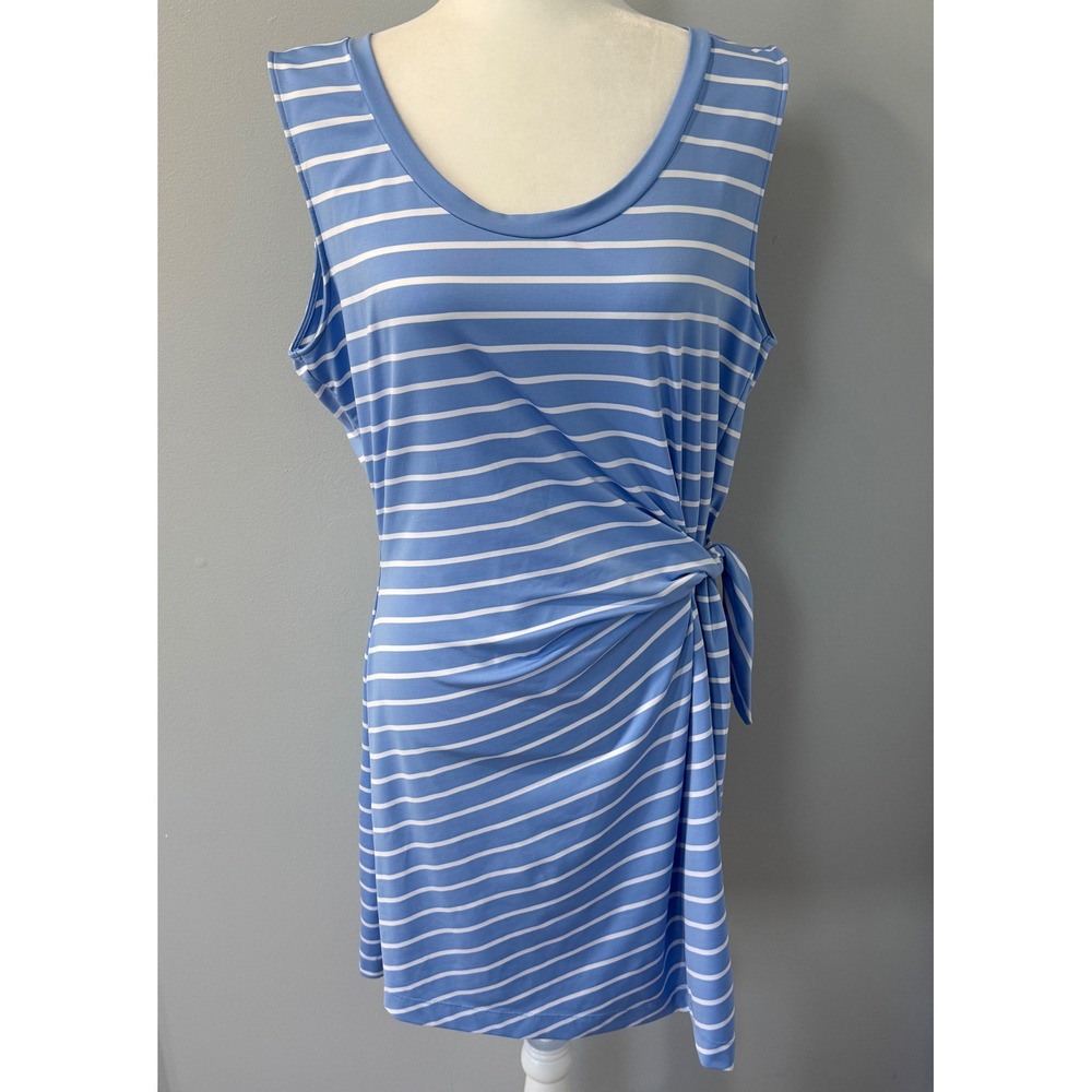 Vineyard Vines Performance Stripe Sleeveless Tie Waist Tank Dress Size L - Picture 2 of 9